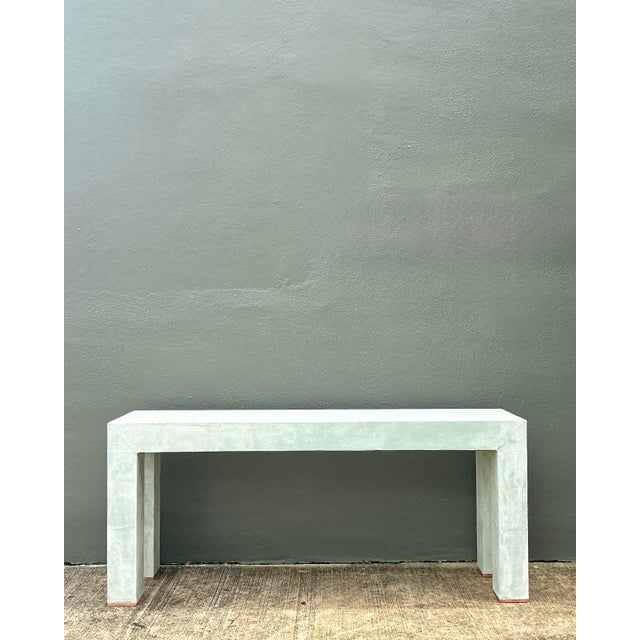 Vintage Linen Buon Fresco Faux Finished Console Table in Venetian Green For Sale - Image 4 of 12