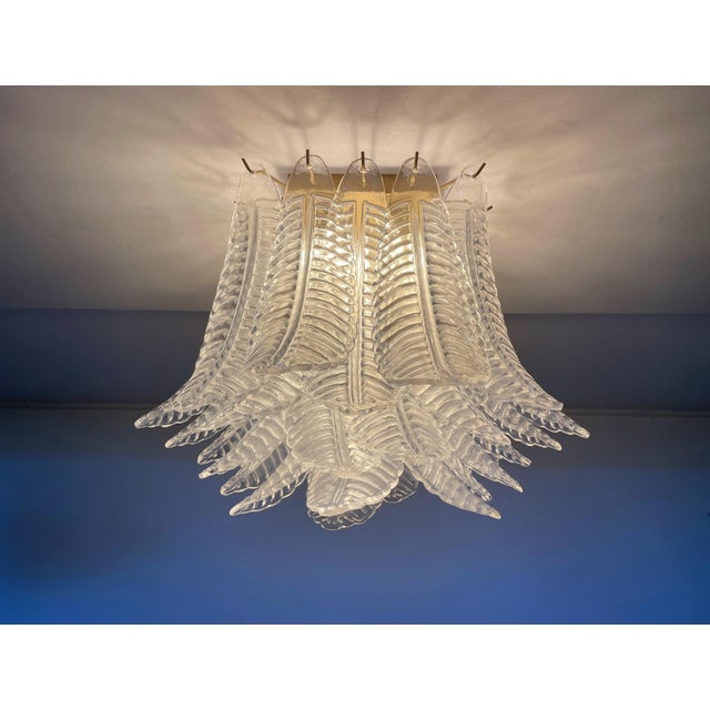 Glass Murano Chandelier with 32 Transparent Felci Glasses, 1990 For Sale - Image 7 of 14