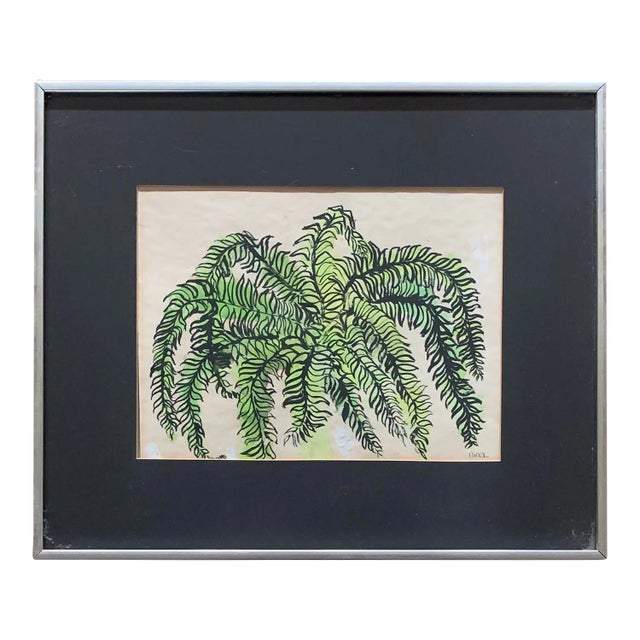 1970s Original Framed Watercolor of a Palm Tree For Sale