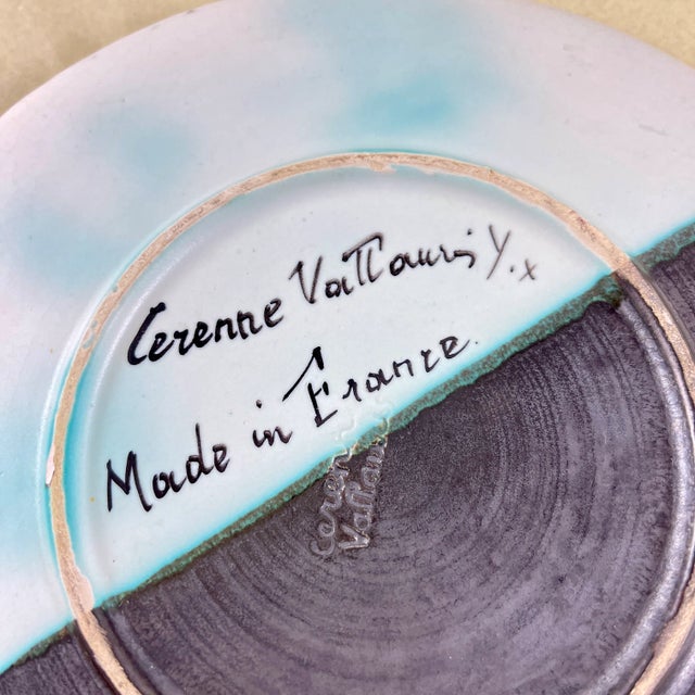 Black Mid-Century French Atelier Cérenne à Vallauris Hand Made Signed Tulip Plate For Sale - Image 8 of 9