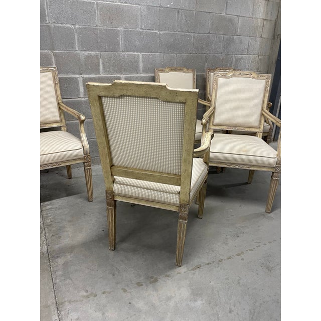 Antique French Carved Fruitwood Louis XVI Style Arm Chairs - Set of 6 For Sale - Image 12 of 12