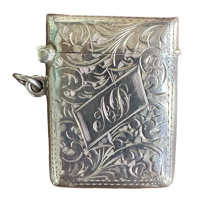 What a lovely and rare antique curiosity! This gorgeous sterling silver "vesta case" (English term; named for the Roman...