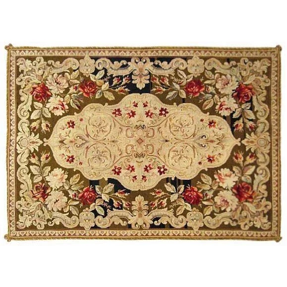 1900 - 1909 Early 20th Century Antique Portuguese Needlepoint Rug - 6′7″ × 4′8″ For Sale - Image 5 of 5