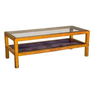 Tommi Parzinger, Coffee Table, Bleached Mahogany, Leather, Usa, 1930s For Sale