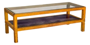 Tommi Parzinger, Coffee Table, Bleached Mahogany, Leather, Usa, 1930s