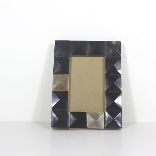 Black Vintage Natural Horn Picture Frame Easel Table Top Horizontal or Vertical For Sale - Image 8 of 14