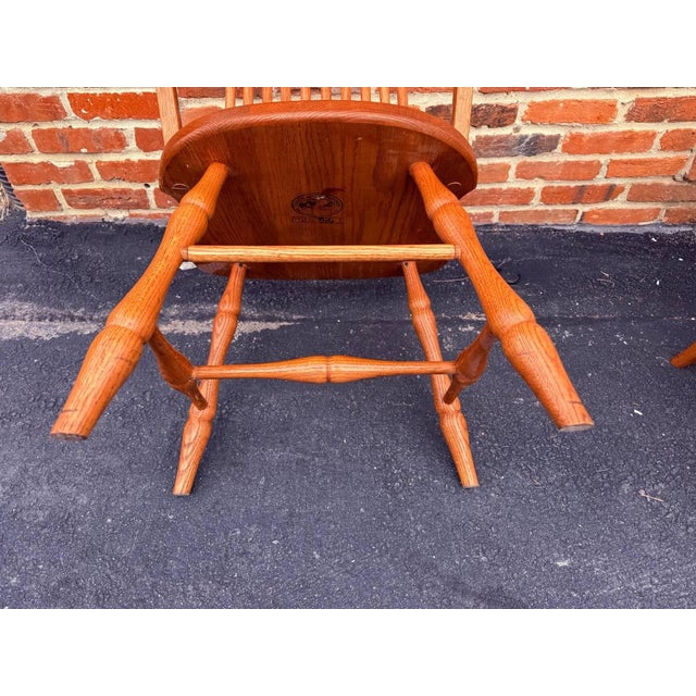 Vintage Edrich Mills Windsor Style Bow Back Oak Dinning Side Chairs. Set of 8 For Sale - Image 13 of 16