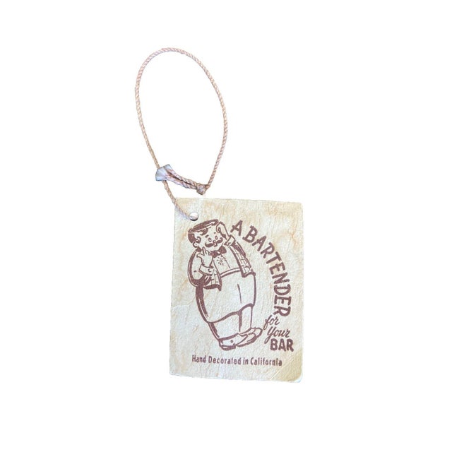 Antique White Vintage Bartender Double Shot Glass Jigger Drinking Humor With Original Tag For Sale - Image 8 of 8