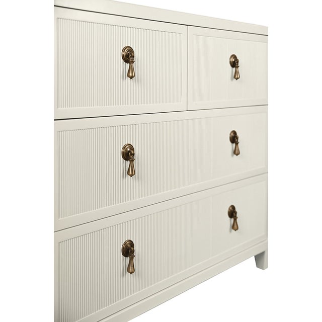 Not Yet Made - Made To Order Matthew Izzo Home Pascal Antique White Matte Lacquer Three Drawer Chest With Brass Drawer Pulls For Sale - Image 5 of 7