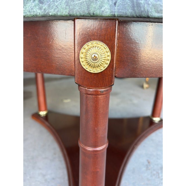 Vintage Regency-Style Mahogany Coffee Table With Green Marble Top For Sale - Image 9 of 10