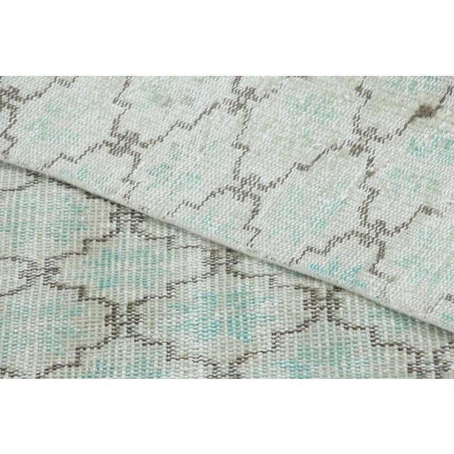 Textile Vintage Turkish Distressed Runner in Blue With Trellis Pattern - Rug & Kilim For Sale - Image 7 of 7