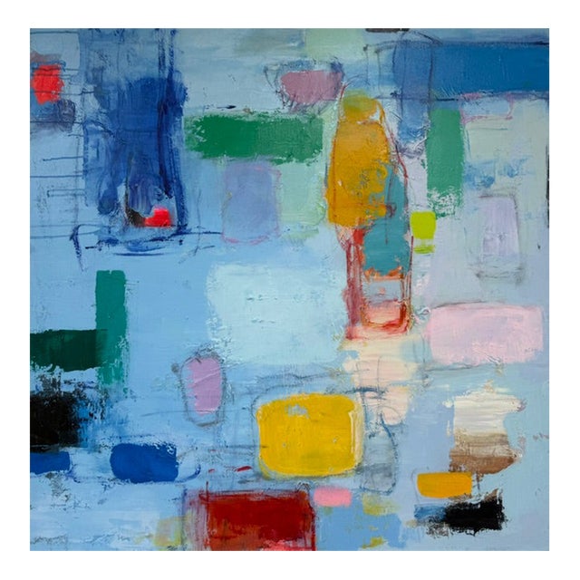 Vibrant Modern Abstract Geometric Canvas - Original Multicolored Acrylic Art For Sale