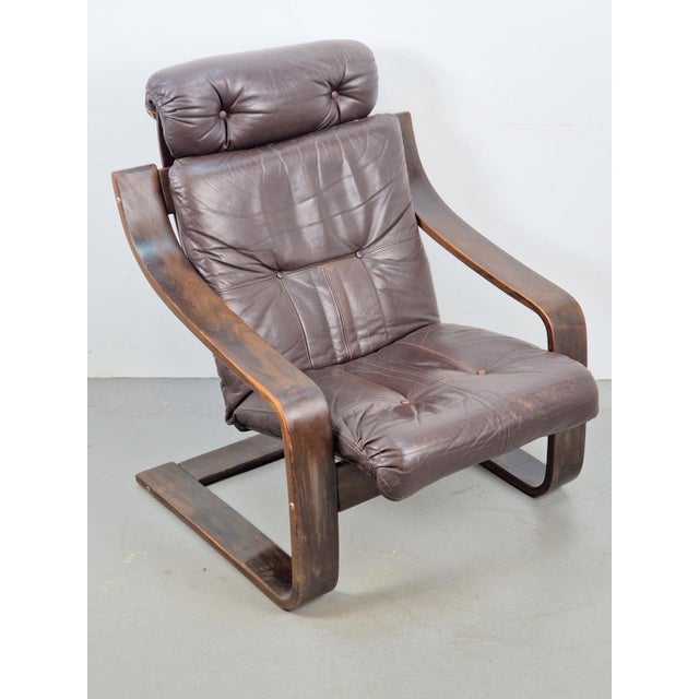 1970s Vintage Armchair in Brown Leather and Bentwood attributed to Coja, 1970s For Sale - Image 5 of 18