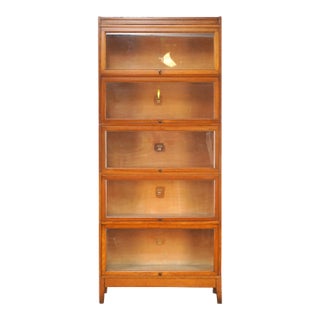 Antique Five Section Oak Macey Barrister Bookcase For Sale
