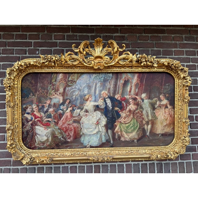 1960s Italian Rococo Gold Beech Textile Wall Art Panel For Sale - Image 6 of 12