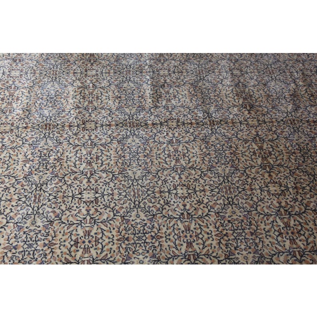 Handmade Double Knotted Turkish Floor Rug-Flower Design Rug For Sale - Image 10 of 13