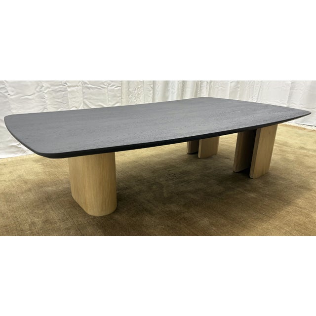Black Arhaus Sculptural Two-Tone Coffee Table Organic Modern | Matte Black Top With Blonde Wood Legs For Sale - Image 8 of 18
