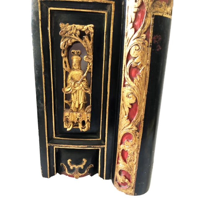 Figurative Antique Asian Lacquer Wood Carved Buddha Wall Hanging For Sale - Image 3 of 8