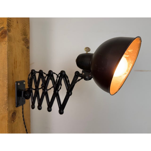 Bauhaus Industrial Black Scissor Wall Lamp from Christian Dell, 1930s For Sale - Image 17 of 18
