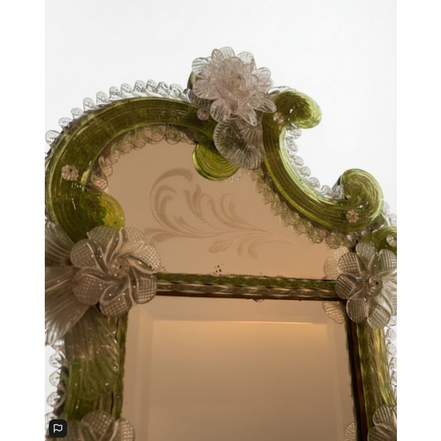 Mid-Century Modern Green Venetian Murano Mirror For Sale - Image 3 of 5