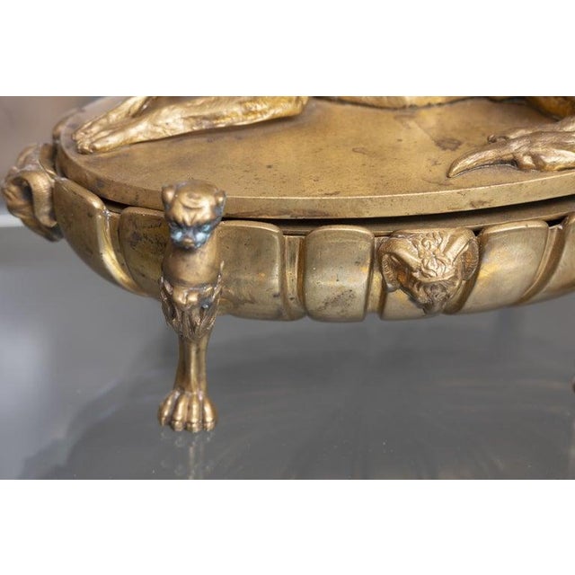 Late 19th Century French Empire Style Gilt Bronze Inkwell With Borzoi Finial, 19th Century For Sale - Image 5 of 5