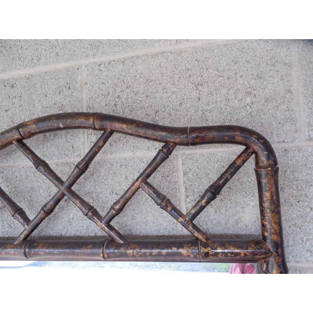 Campaign HENREDON Asian Campaign Style Faux Bamboo Mirror 48"H x 29"W For Sale - Image 3 of 8