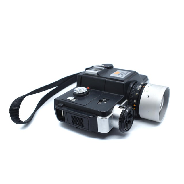 Black Vintage 1970s Minolta 110 Zoom SLR Film Camera For Sale - Image 8 of 9