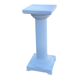 19thc American Victorian Pedestal Pine Painted White, Very Strong. For Sale