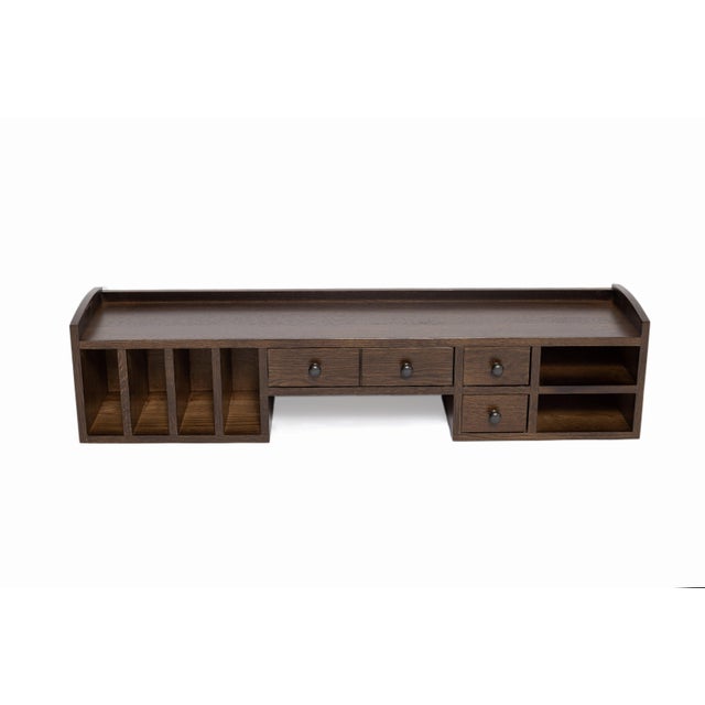 Mission Oak Desk With Removable Organizer - Walnut For Sale - Image 9 of 12