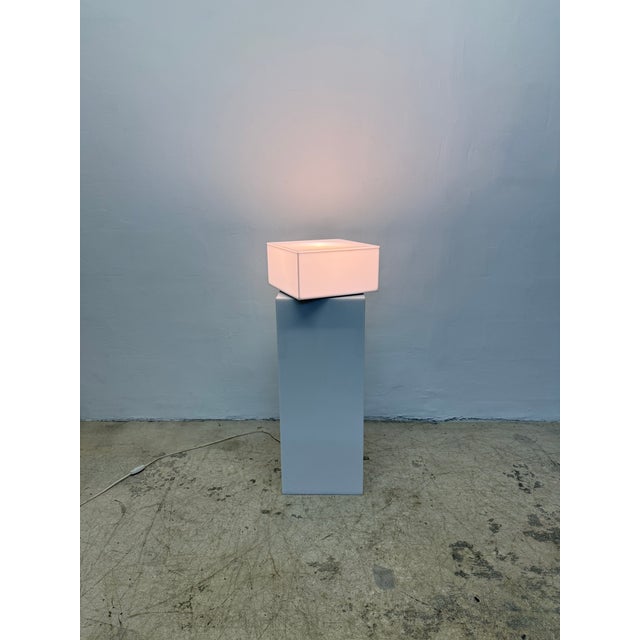 Haziza Illuminated and Motorized Rotating White Lucite Pedestal Table For Sale - Image 11 of 11