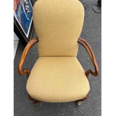 Queen Anne Queen Anne Style Upholstered Armchair For Sale - Image 3 of 6