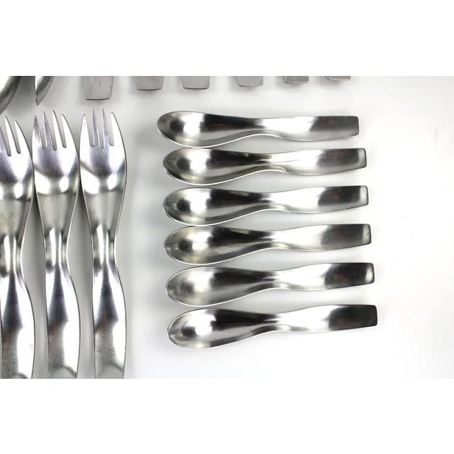 Silver Model 7000 Danube Cutlery by Janos Megyik for Amboss, 1970s, Set of 24 For Sale - Image 8 of 13