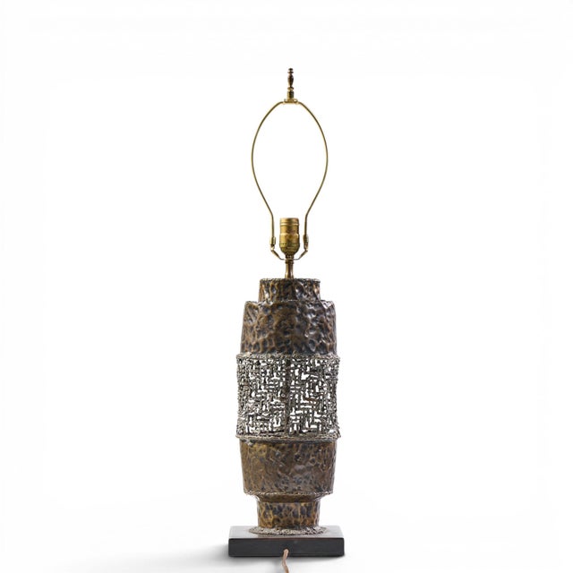 Mid 20th Century Mid 20th Century Marcello Fantoni Mid Century Modern Brutalist Copper Table Lamp For Sale - Image 5 of 8