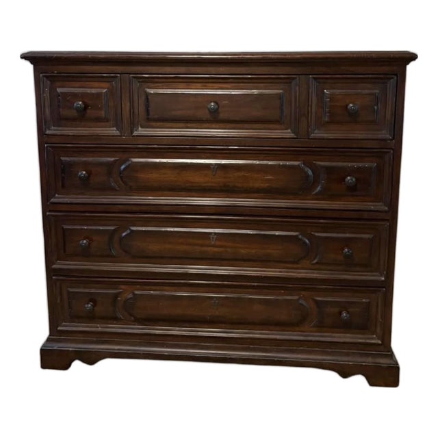 Bernhardt Ravello Distressed Walnut 4 Drawer Media Chest Dresser For Sale