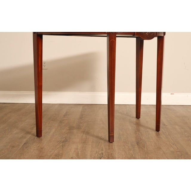 Brown Custom Mahogany Inlaid Demilune Console Table For Sale - Image 8 of 18