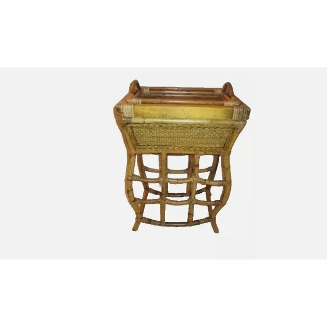 Vintage Bamboo Rattan Accent Table With Built in Serving Tray For Sale - Image 12 of 12