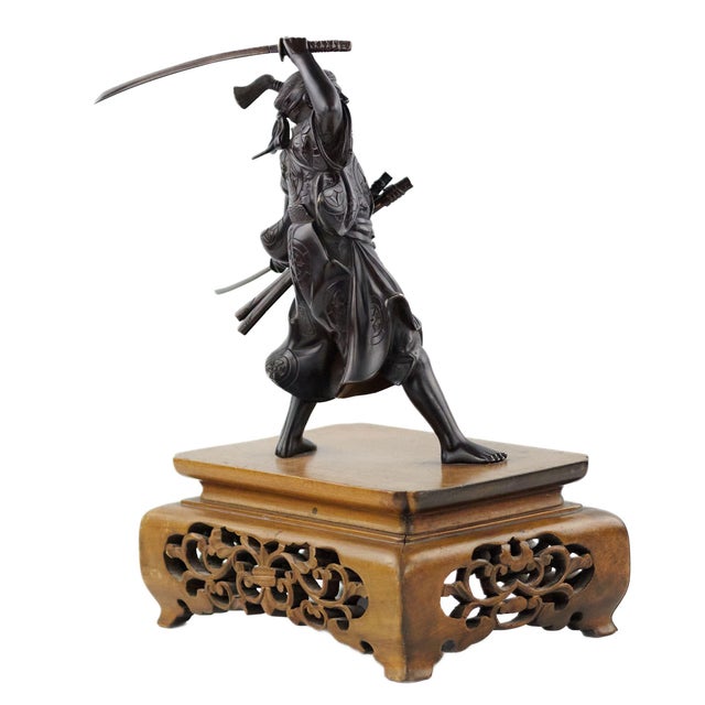 Japanese Bronze Sculpture of Samurai Warrior, 1890s For Sale - Image 5 of 7