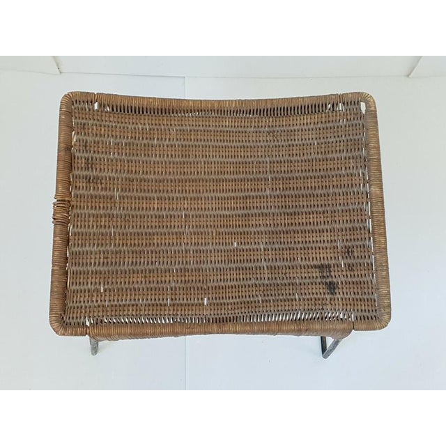 Vintage Stool in Rattan and Steel by Raoul Guys for Airborne, 1950s For Sale - Image 4 of 10