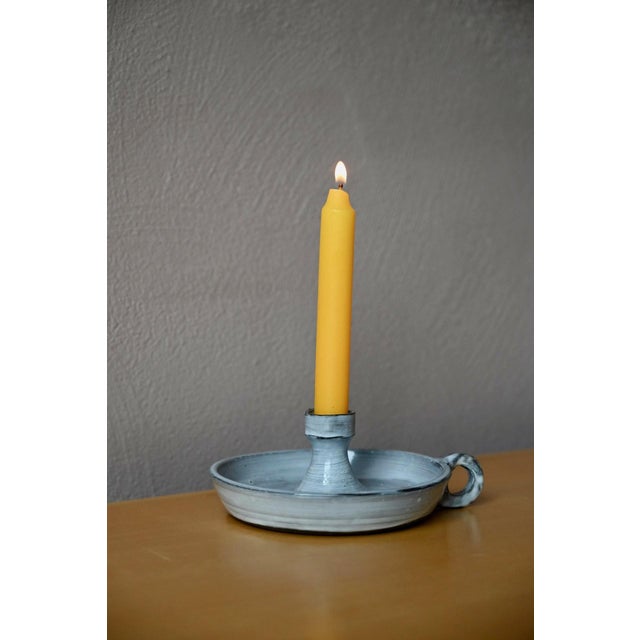 1970s Stoneware Bedroom Candlestick with Blue-Grey Glaze, 1970s For Sale - Image 5 of 8
