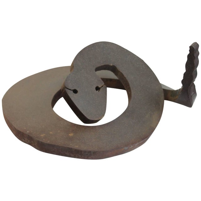 Brown Brutalist Steel Rattlesnake Sculpture For Sale - Image 8 of 8