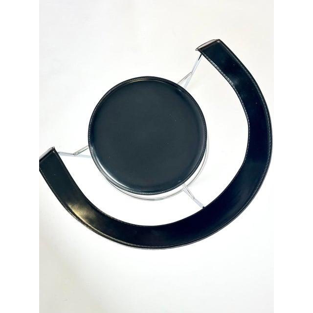 Metal Vintage Italian Modernist Canasta Chair in Black Leather and Metal from Arrben, 1970s-1980s For Sale - Image 7 of 16