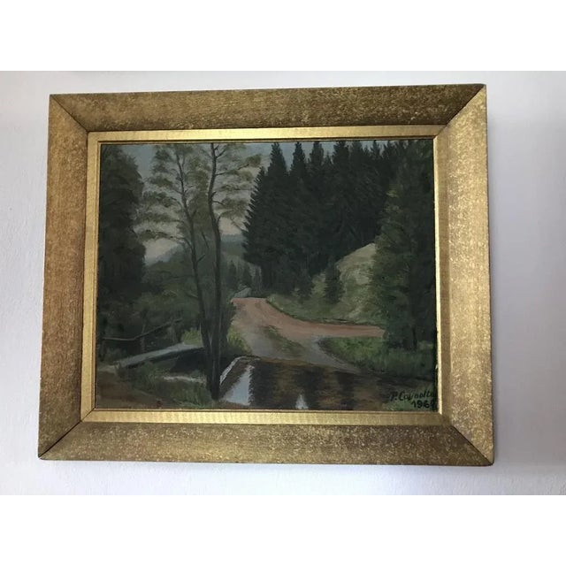 P. Counotte, Landscape Composition Painting, 1960s, Oil on Board, Framed For Sale - Image 4 of 9