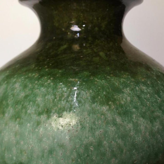 Green Ceramic Floor Lamp from Kaiser with Silk Lampshade by R. Houben, 1960s For Sale - Image 3 of 7