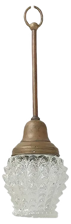 Art Deco Brass & Glass Artichoke Pendant Lamp, 1930s