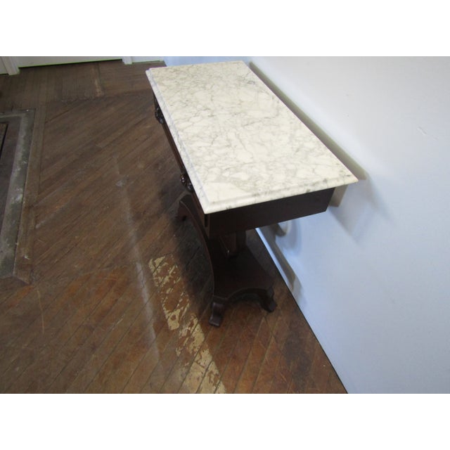Victorian Kimball Victorian Style Solid Cherry Marble Top Console Table For Sale - Image 3 of 7