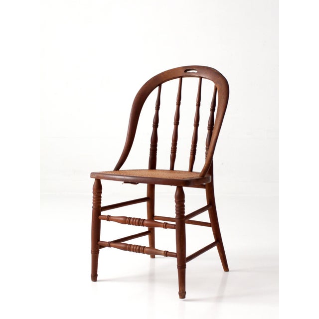 Antique Windsor Bow Back Chair With Cane Seat For Sale - Image 6 of 17