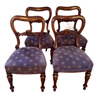 Antique Victorian Balloon Back Dining Chairs, 1860, Set of 4 For Sale