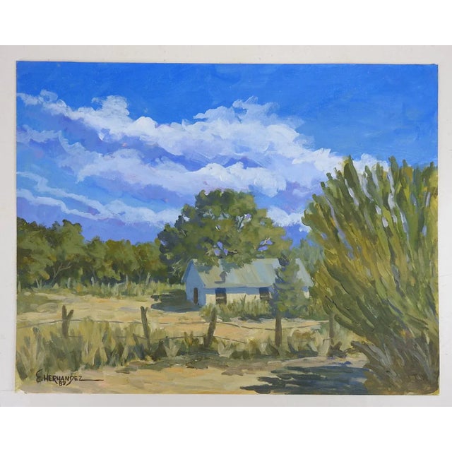 Farmhouse 1989 Plein Air Old Farmhouse Landscape Painting For Sale - Image 3 of 4