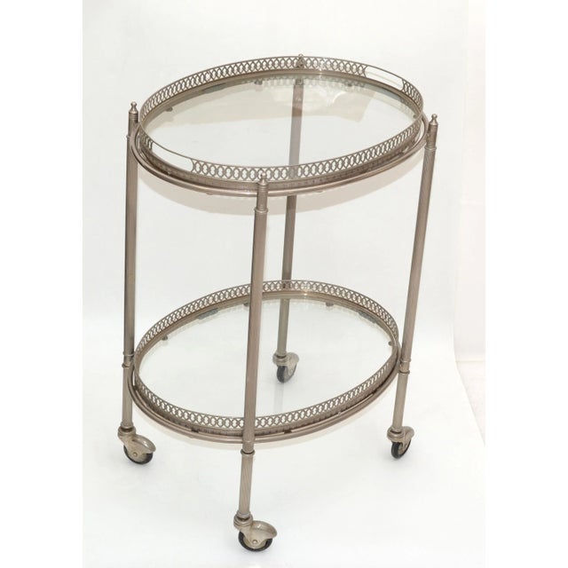 Maison Lancel Silvered Bronze Bar Cart by Maison Lancel Pais France Mid-Century Modern 1955 For Sale - Image 4 of 13
