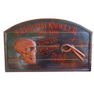 Hand-Painted Wooden Dental Sign For Sale